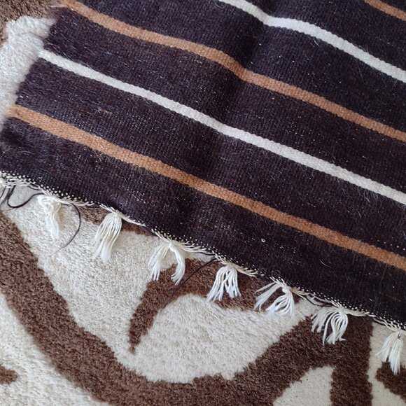 MCM 🤎🤍🤎Vintage Turkish kilim mohair wool blanket rug 51" x 80" Natural Home - Picture 5 of 10